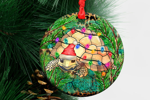 Turtle Ornament PNG, Christmas PNG, Christmas Sublimation, Round Sublimate, Christmas Waterslide Image, Printable Digital Design Sublimation BOO-design 
