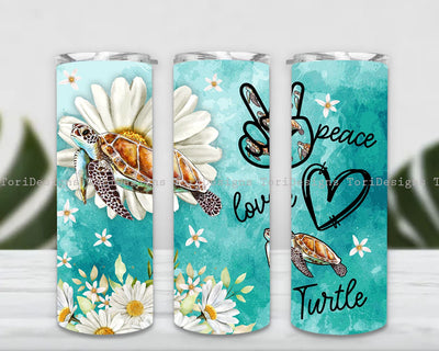 Turtle Peace Love Tumbler, Turtle Wrap 20oz Skinny Tumbler Wrap, Sublimation PNG, Instant Download, Straight & Tapered Tumbler Wrap PNG Sublimation ToriDesigns 