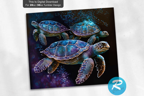 Turtle Purple Glitter 20 oz / 30 oz Tumbler PNG Sublimation Regulrcrative 