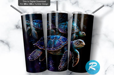 Turtle Purple Glitter 20 oz / 30 oz Tumbler PNG Sublimation Regulrcrative 