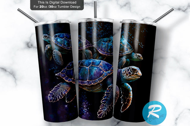 Turtle Purple Glitter 20 oz / 30 oz Tumbler PNG Sublimation Regulrcrative 
