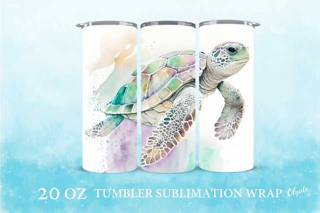 Turtle Sublimation PNG. Turtle Tumbler Wrap Sublimation Olga Terlyanskaya 