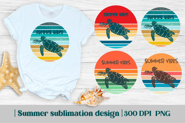 Turtle sublimation | Summer retro sunset Sublimation Svetana Studio 