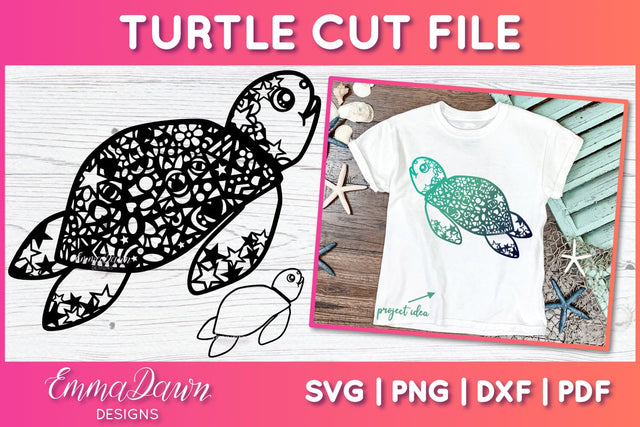Turtle SVG | Zentangle Cut File SVG Emma Dawn Designs 
