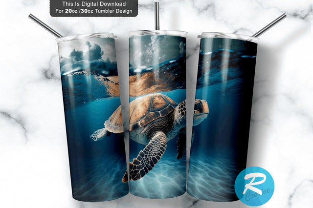 Turtle Swims 20 oz / 30 oz Tumbler PNG Sublimation Regulrcrative 