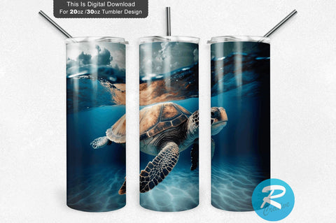 Turtle Swims 20 oz / 30 oz Tumbler PNG Sublimation Regulrcrative 