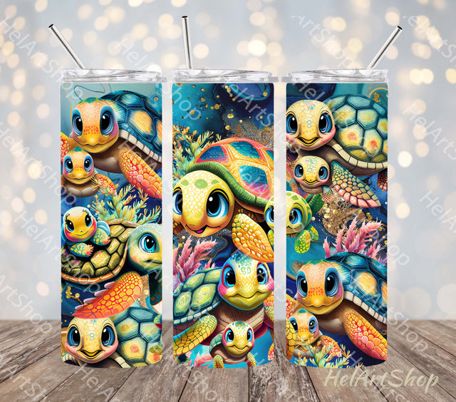 Turtle Tumbler PNG Sublimation, Ocean Tumbler Wrap Sublimation _HelArtShop_ 