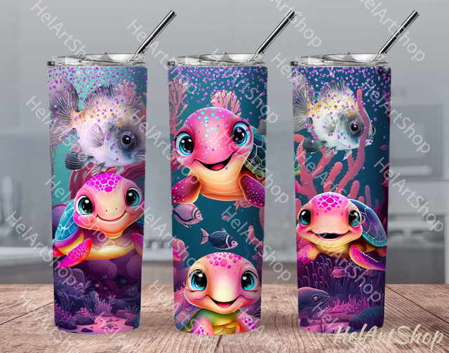 Turtle Tumbler PNG Sublimation, Skinny Tumbler PNG Sublimation _HelArtShop_ 