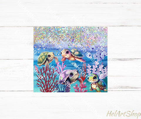 Turtle Tumbler PNG Sublimation, Under The Sea Skinny Tumbler Sublimation _HelArtShop_ 