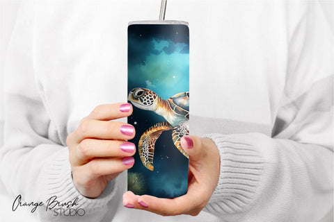 Turtle Tumbler Wrap Skinny Tumbler Sublimation Design Sublimation OrangeBrushStudio 
