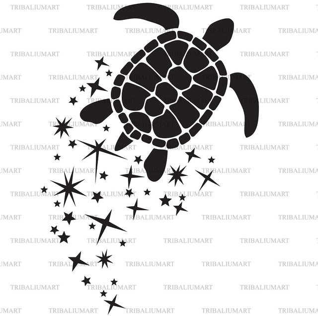 Turtle with stars and sparkles SVG TribaliumArtSF 