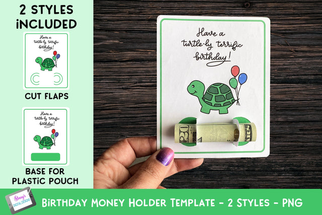 Turtlely Terrific Birthday Money Holder | Turtle Money Card Sublimation Stacy's Digital Designs 