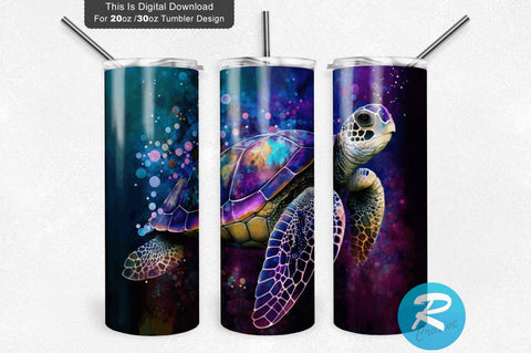Turtles Alcohol Ink purple Glitter 20 oz / 30 oz Tumbler PNG Sublimation Regulrcrative 