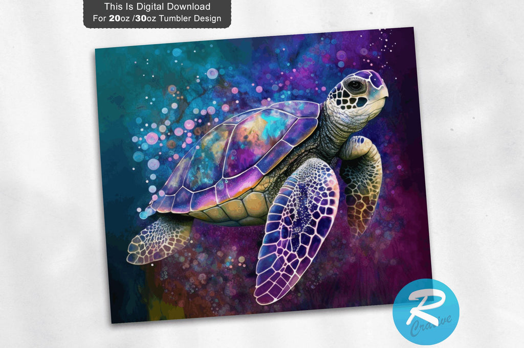 Turtles Alcohol Ink purple Glitter 20 oz / 30 oz Tumbler PNG - So Fontsy
