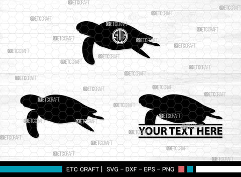 Turtles Monogram, Turtle Silhouette, Turtle SVG, Aquatic Turtle Svg, Sea Turtle Svg, Tortoise Svg, Aquatic Animal Svg, SB00330 SVG ETC Craft 