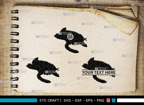 Turtles Monogram, Turtle Silhouette, Turtle SVG, Aquatic Turtle Svg, Sea Turtle Svg, Tortoise Svg, Aquatic Animal Svg, SB00330 SVG ETC Craft 
