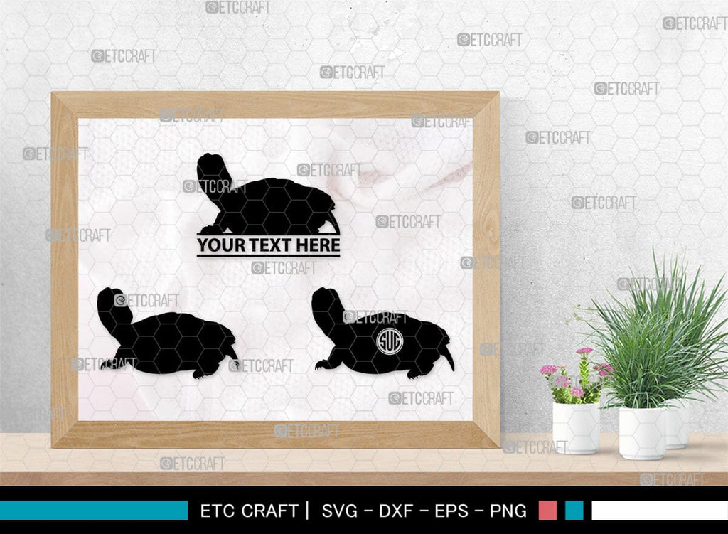 Turtles Monogram, Turtle Silhouette, Turtle SVG, Aquatic Turtle Svg