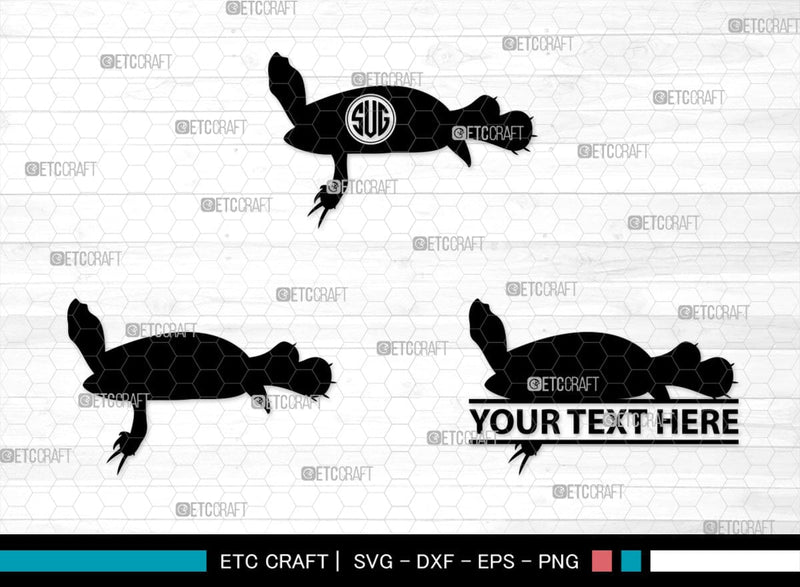 Turtles Monogram, Turtle Silhouette, Turtle SVG, Aquatic Turtle Svg ...