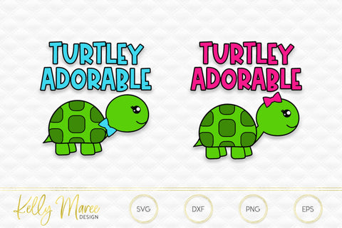 Turtley Adorable Turtles SVG Cut File Duo Kelly Maree Design 