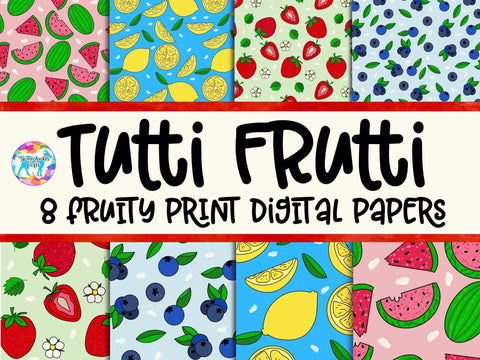 Tutti Frutti - 8 Fun hand drawn Seamless Digital Papers Twiggy Smalls Crafts 