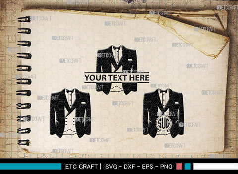 Tuxedo Monogram, Tuxedo Silhouette, Tuxedo SVG, Bow Tie Svg, Bow Svg, Tie Svg, SB00218 SVG ETC Craft 