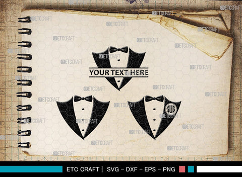 Tuxedo Monogram, Tuxedo Silhouette, Tuxedo SVG, Bow Tie Svg, Bow Svg, Tie Svg, SB00218 SVG ETC Craft 