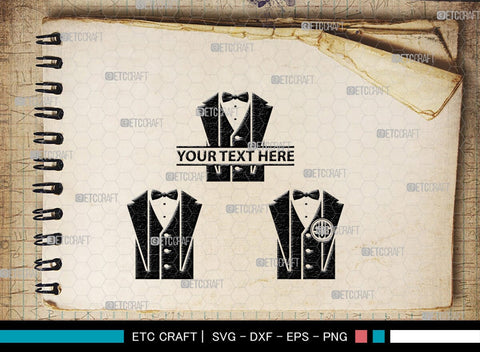 Tuxedo Monogram, Tuxedo Silhouette, Tuxedo SVG, Bow Tie Svg, Bow Svg, Tie Svg, SB00218 SVG ETC Craft 