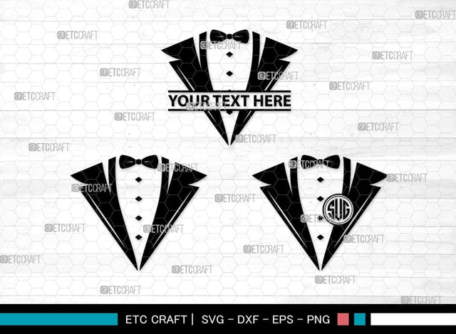 Tuxedo Monogram, Tuxedo Silhouette, Tuxedo SVG, Bow Tie Svg, Bow Svg, Tie Svg, SB00218 SVG ETC Craft 