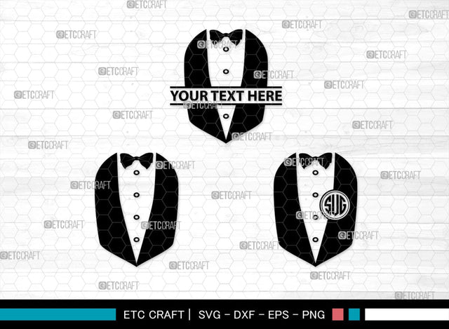 Tuxedo Monogram, Tuxedo Silhouette, Tuxedo SVG, Bow Tie Svg, Bow Svg, Tie Svg, SB00218 SVG ETC Craft 