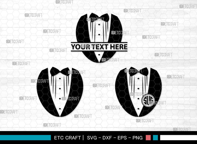 Tuxedo Monogram, Tuxedo Silhouette, Tuxedo SVG, Bow Tie Svg, Bow Svg, Tie Svg, SB00218 SVG ETC Craft 