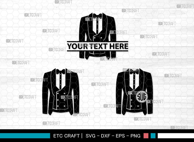 Tuxedo Monogram, Tuxedo Silhouette, Tuxedo SVG, Bow Tie Svg, Bow Svg, Tie Svg, SB00218 SVG ETC Craft 