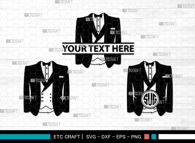 Tuxedo Monogram, Tuxedo Silhouette, Tuxedo SVG, Bow Tie Svg, Bow Svg, Tie Svg, SB00218 SVG ETC Craft 