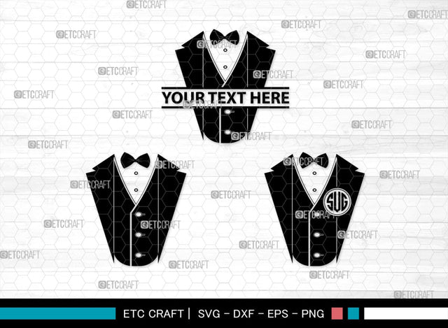 Tuxedo Monogram, Tuxedo Silhouette, Tuxedo SVG, Bow Tie Svg, Bow Svg, Tie Svg, SB00218 SVG ETC Craft 