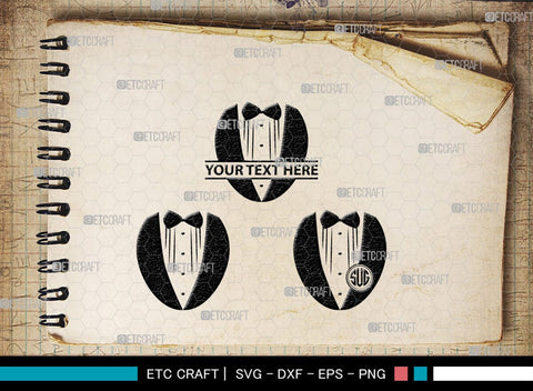 Tuxedo Monogram, Tuxedo Silhouette, Tuxedo SVG, Bow Tie Svg, Bow Svg, Tie Svg, SB00218 SVG ETC Craft 