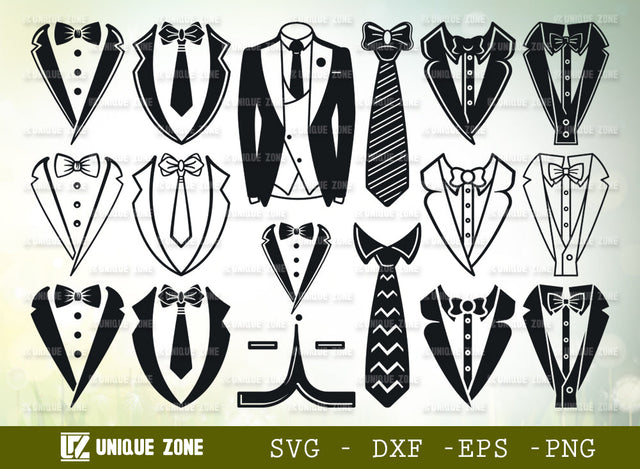 Tuxedo SVG Bundle, Tie Svg, Suit Svg, Neck Svg, Coat Svg, Bow Svg, Blazer Svg, Casual Suit Svg, Man Coat Svg, SVG Unique Zone 