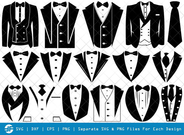 Tuxedo SVG Cut Files | Tuxedo Shirt Silhouette Bundle SVG ETC Craft 