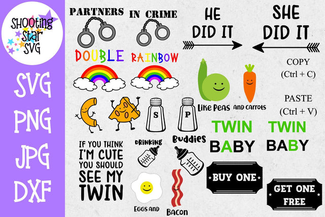 Twin Bodysuit or Crawler Bundle 24 total Designs SVG ShootingStarSVG 