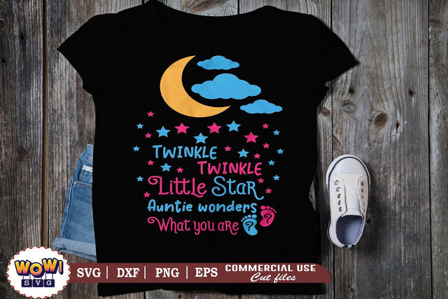 Twinkle Twinkle Little Star Auntie wonder svg, Gender Reveal svg SVG Wowsvgstudio 