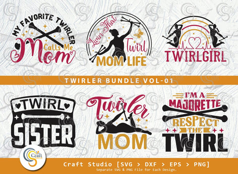 Twirler Bundle Vol-01 SVG, Twirler Sister Svg, Twirler Mom, Twirl Girl, I'm A Majorette Respect The Twirl, Livin That Twirl, Twirler Quote SVG ETC Craft 