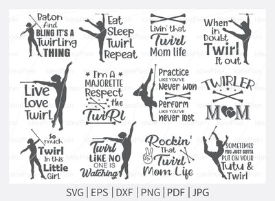 Twirlers bundle SVG File, Baton SVG, Twirlers Design, Love twirl, Live Love Twirl, Baton and twirl cut files, Baton Gymnast svg, Twirlers SVG Dinvect 