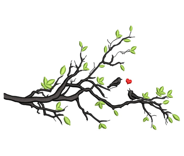 Two Birds in Love Embroidery Design, Branch Embroidery File, 3 sizes, Instant Download Embroidery/Applique DESIGNS Nino Nadaraia 