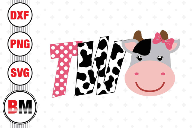 Two Birthday Cow SVG, PNG, DXF Files SVG BMDesign 