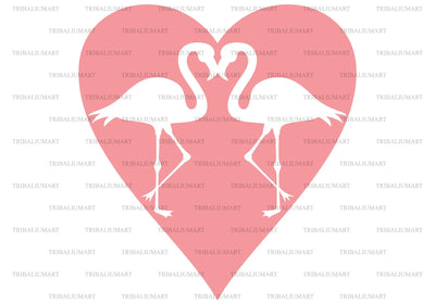 Two flamingos and heart SVG TribaliumArtSF 
