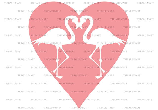Two flamingos and heart SVG TribaliumArtSF 