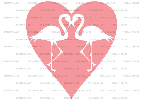 Two flamingos and heart SVG TribaliumArtSF 