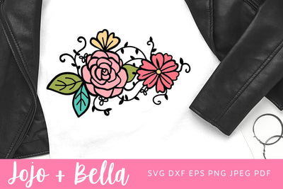 Two flowers in SVG, Bouquets, Floral decoration, Flowers, Flower border, Paper cut template, Cut files for cricut and Silhouette celebration SVG Jojo&Bella 