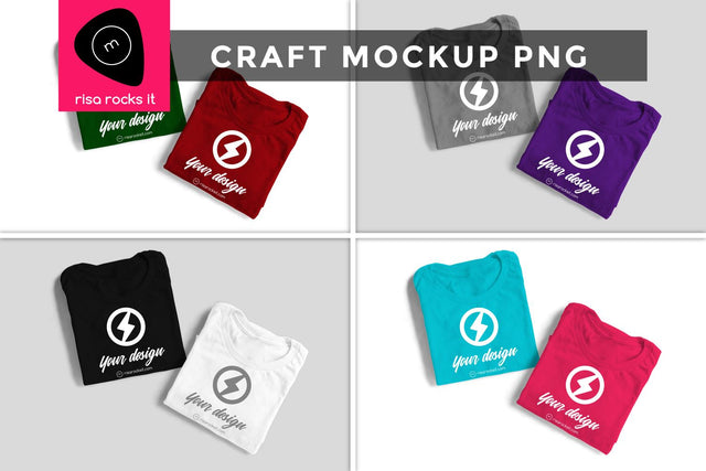 Two Folded Tees Craft PNG Mockup Mock Up Photo Risa Rocks It 