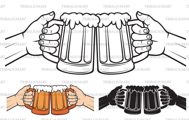 Two hands toasting glasses of beer SVG TribaliumArtSF 