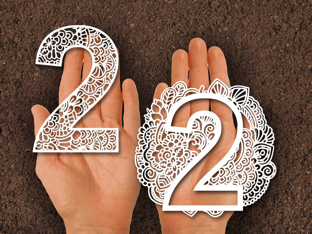 Two number Paper cut SVG Johan Ru designs 