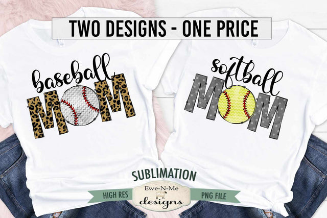 Two Sublimation Designs - Baseball Mom - Softball Mom Sublimation Ewe-N-Me Designs 